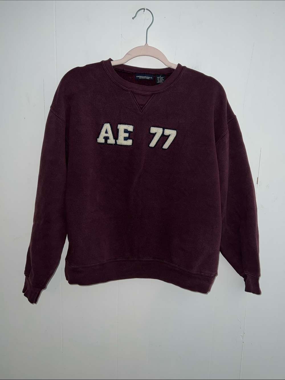American Eagle Outfitters AE 77 Crewneck Sweatshirt - Maroon Y2K Size S 0928261